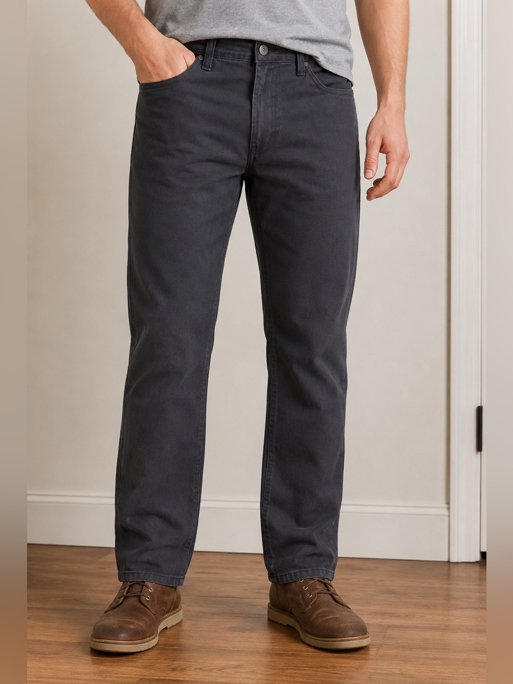 IZOD Y2K Classic Minimalist Men's Dark Gray Straight-Leg Jeans 34x32